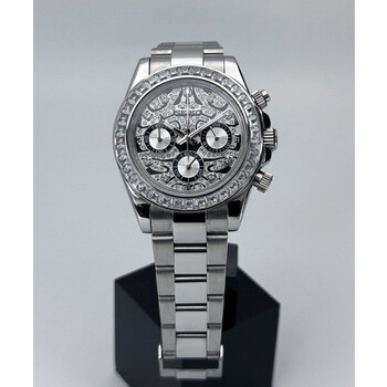 Custom Seiko Mod • Silver Double Diamond Tiger Eye Daytona (Quartz Chronograph) • 39.5mm